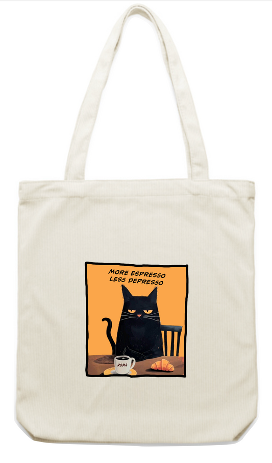 Borsa Velluto More Espresso Less Depresso