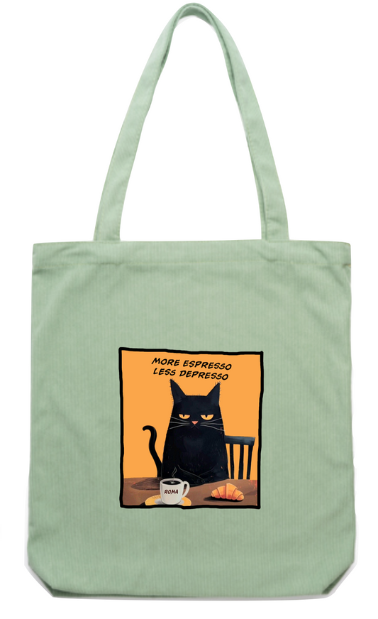 Borsa Velluto More Espresso Less Depresso