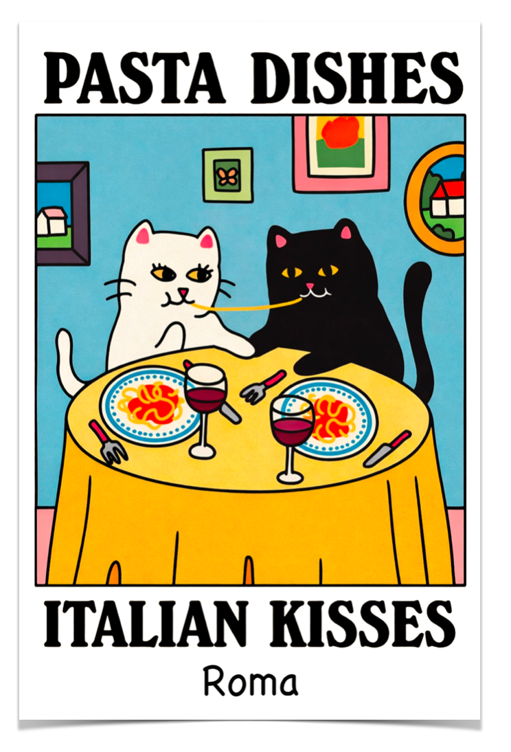 Poster Pasta Dishes Italian Kisses