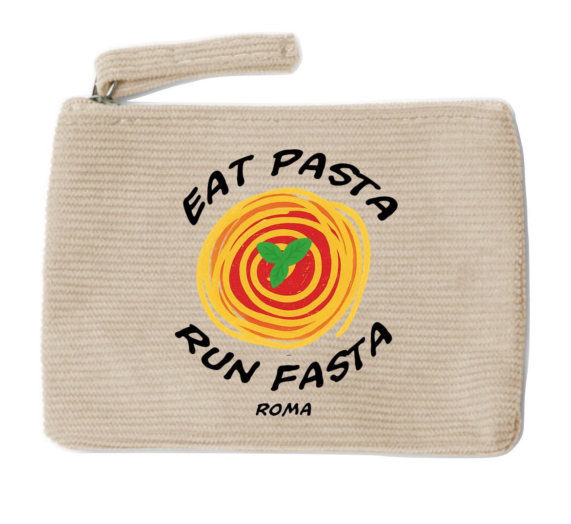 Borsellino velluto Eat Pasta Run Fasta