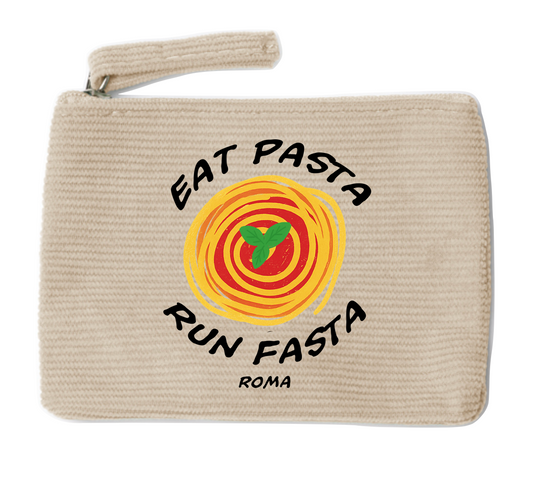 Borsellino velluto Eat Pasta Run Fasta